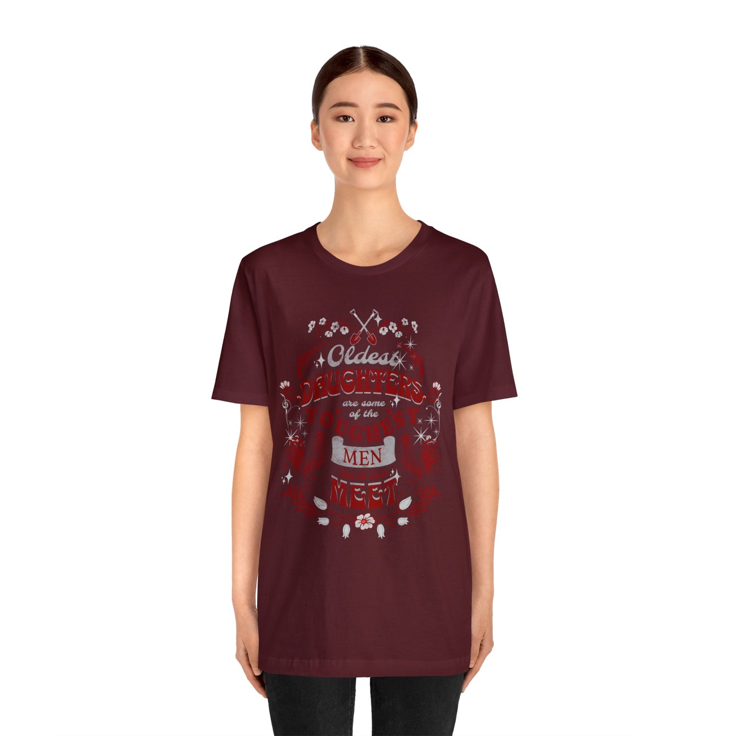 Oldest Daughters Red Type Unisex Jersey Short Sleeve Tee