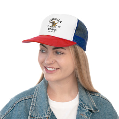 America Means Free Speech Trucker Caps