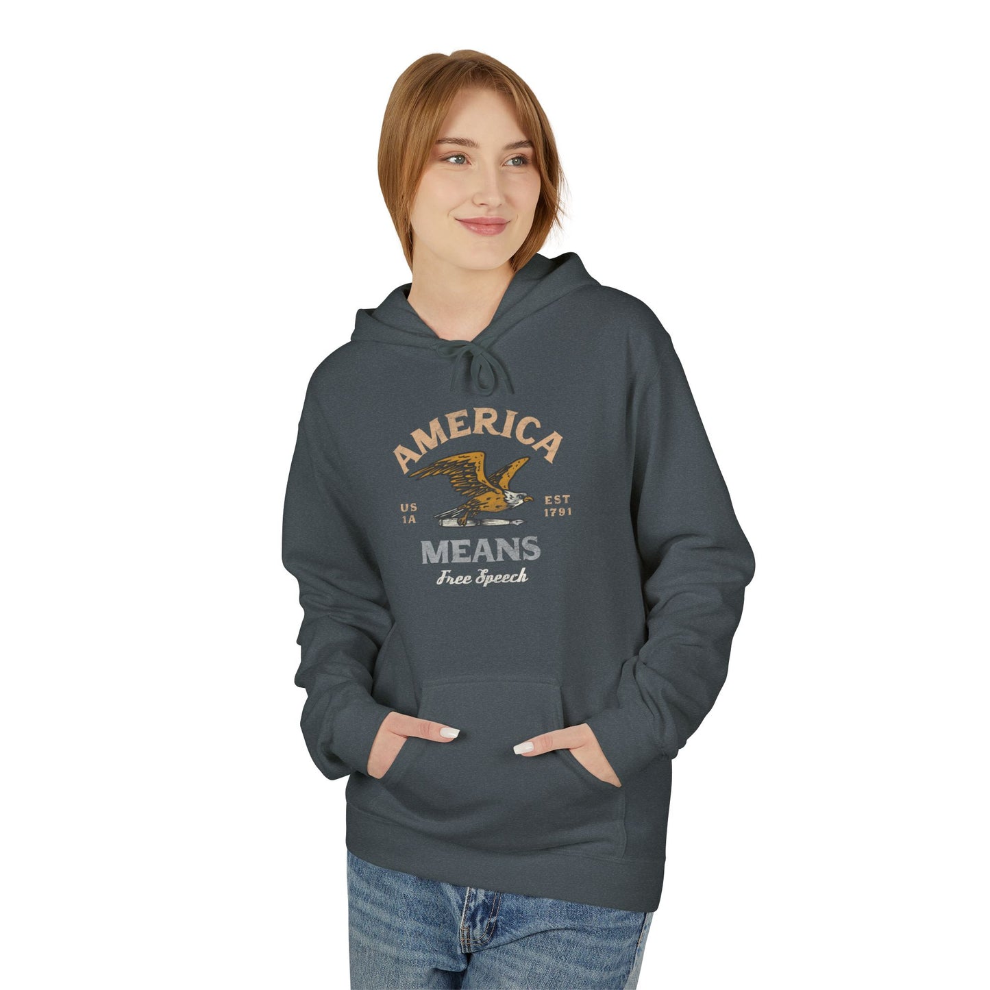 America Means Free Speech Softstyle Fleece Hoodie