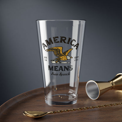 America Means Free Speech Glass, 16oz