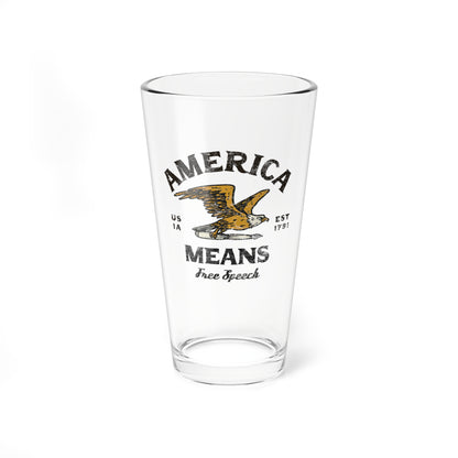America Means Free Speech Glass, 16oz