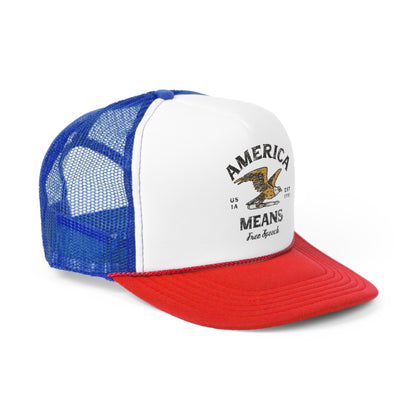 America Means Free Speech Trucker Caps