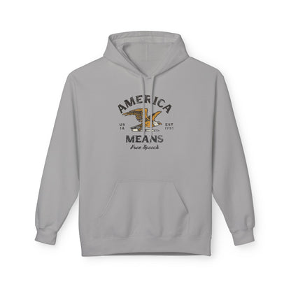 America Means Free Speech Softstyle Fleece Hoodie