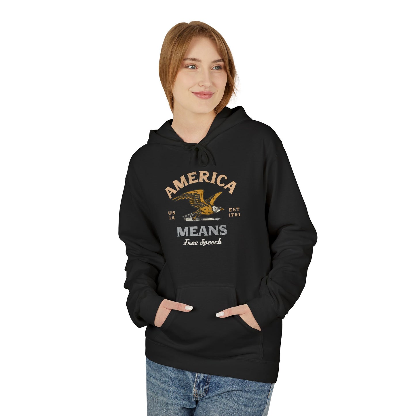 America Means Free Speech Softstyle Fleece Hoodie