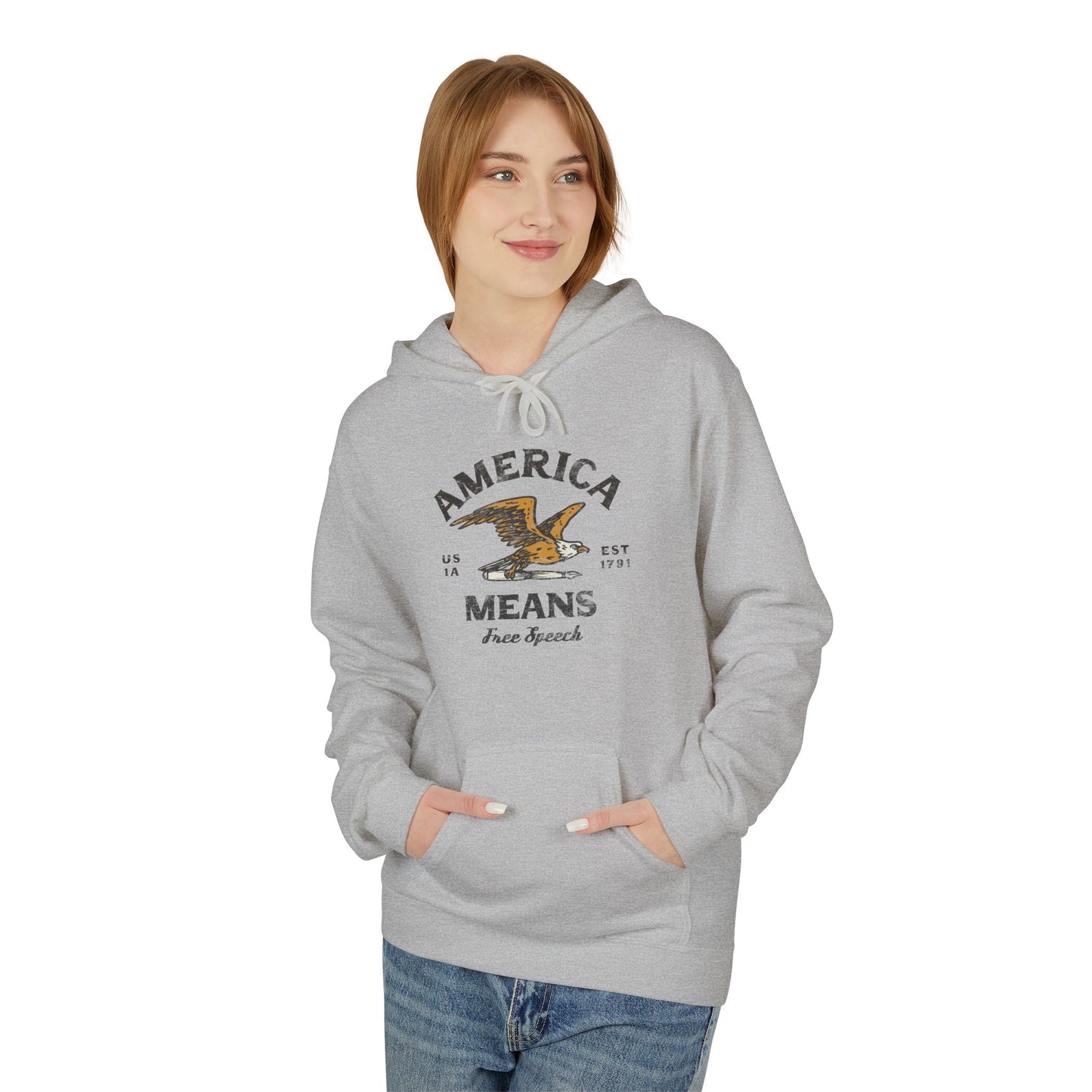 America Means Free Speech Softstyle Fleece Hoodie